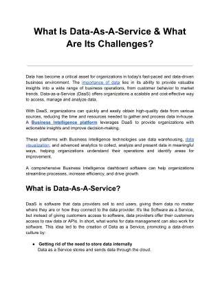 what is data as a service what are its challenges