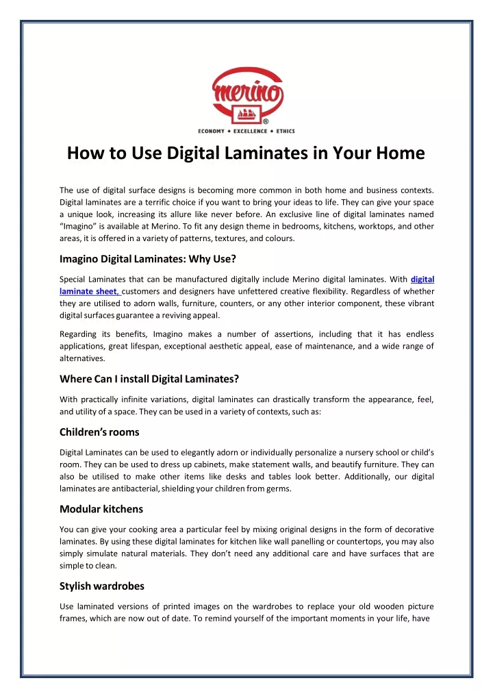 how to use digital laminates in your home