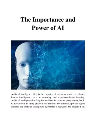 The Importance and Power of AI
