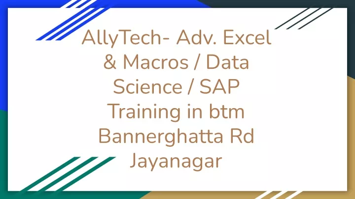 allytech adv excel macros data science