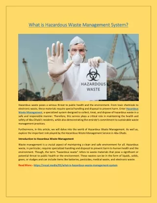 what is hazardous waste management system what