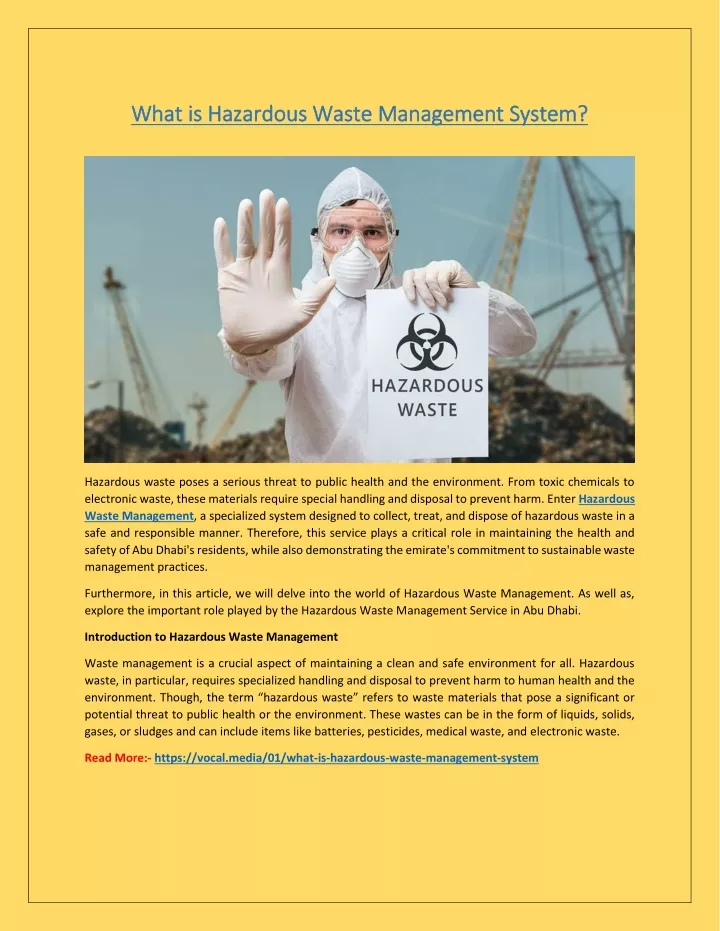 what is hazardous waste management system what