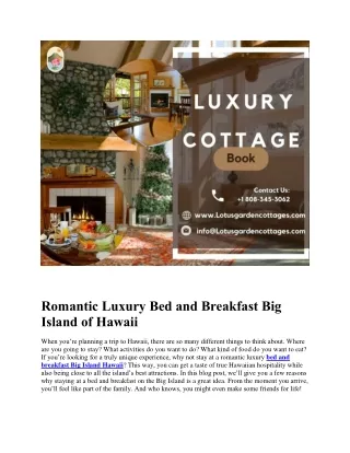 Romantic Luxury Bed and Breakfast Big Island of Hawaii