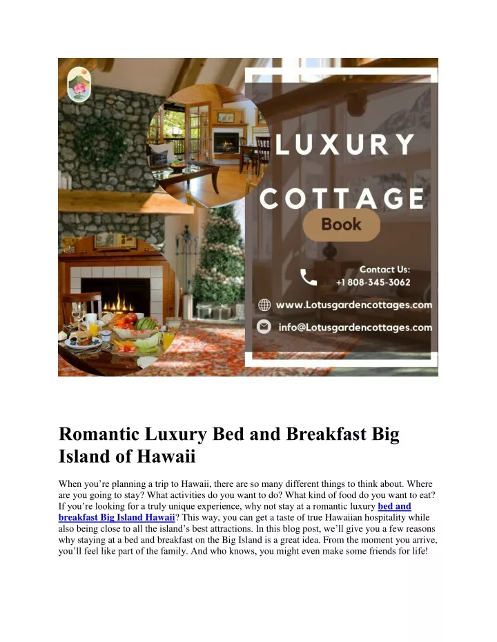 romantic luxury bed and breakfast big island