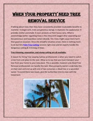 When Your Property Need Tree Removal Service