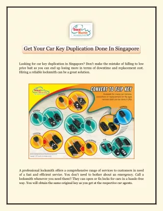Get Your Car Key Duplication Done In Singapore