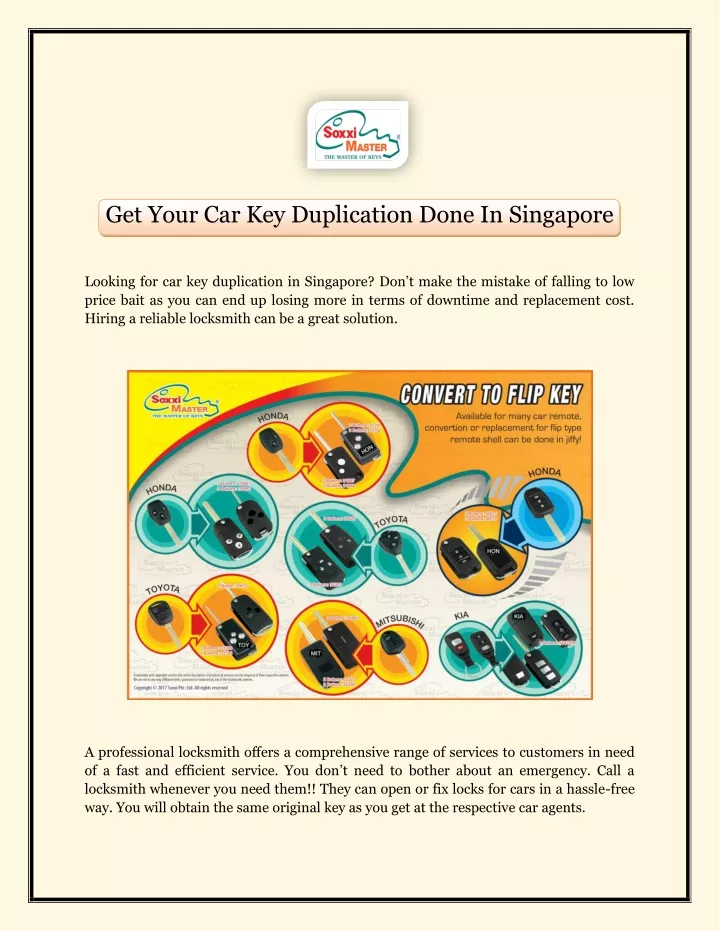 get your car key duplication done in singapore