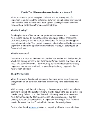 what is the difference between bonded and insured
