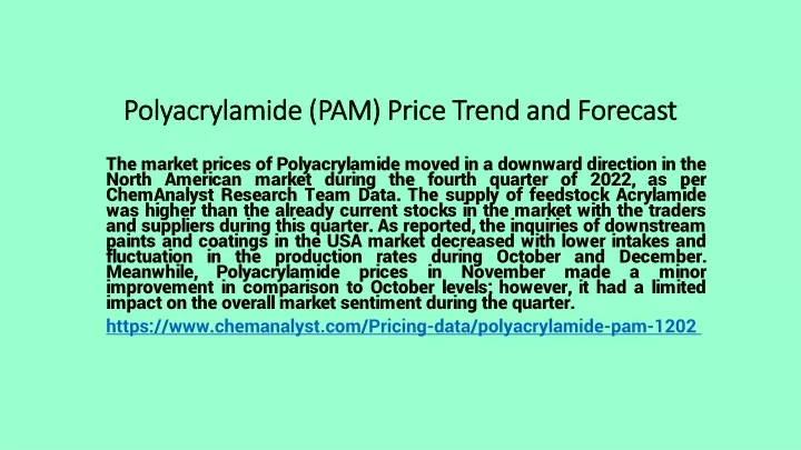 polyacrylamide pam price trend and forecast