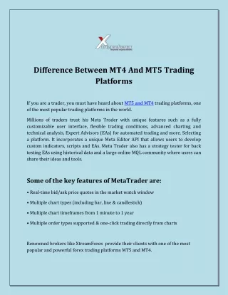 difference between mt4 and mt5 trading platforms