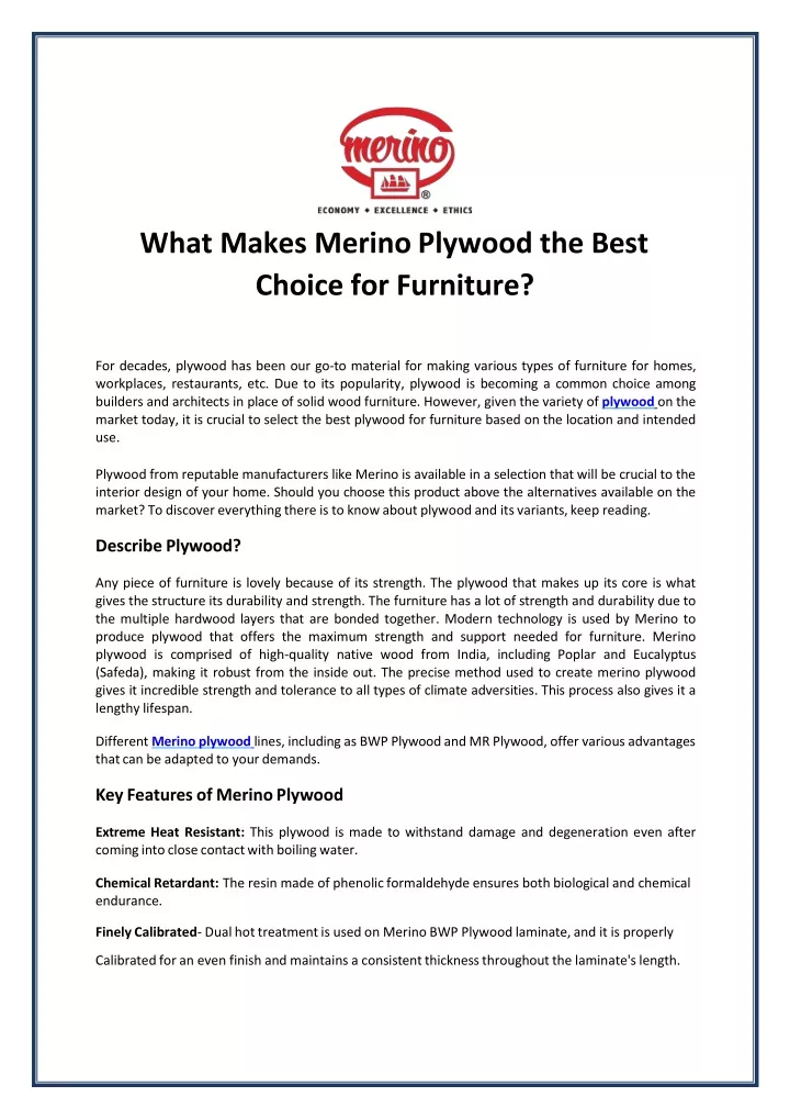 what makes merino plywood the best choice for furniture