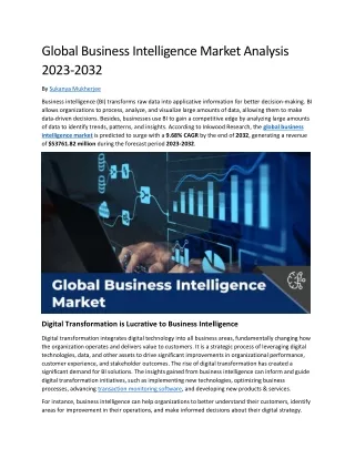 Global Business Intelligence Market Analysis 2023-2032 | ICT