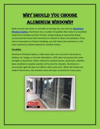 Why Should You Choose Aluminium Windows