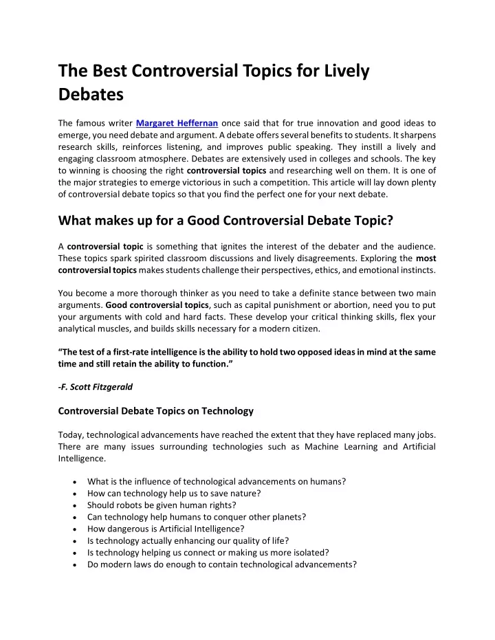 the best controversial topics for lively debates