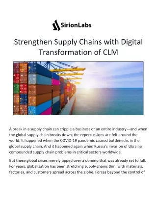 Strengthen Supply Chains with Digital Transformation of CLM