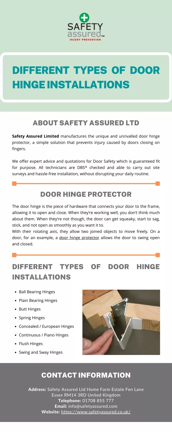 different types of door hinge installations