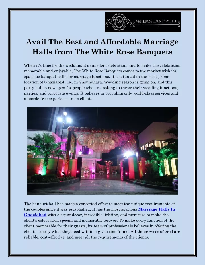 avail the best and affordable marriage halls from