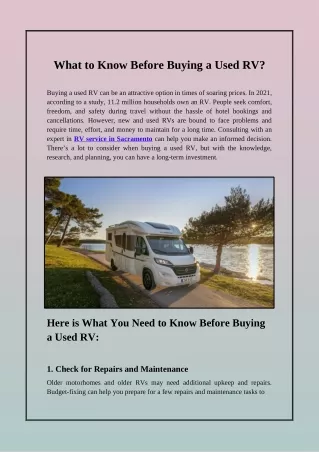 what to know before buying a used rv