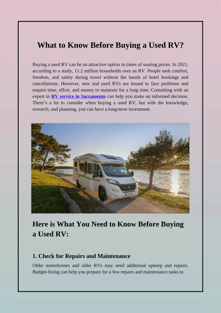 what to know before buying a used rv