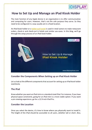 how to set up and manage an ipad kiosk holder
