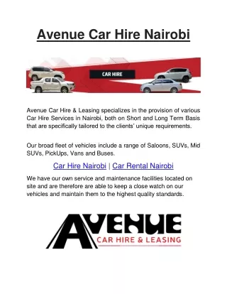 Avenue Car Hire Nairobi