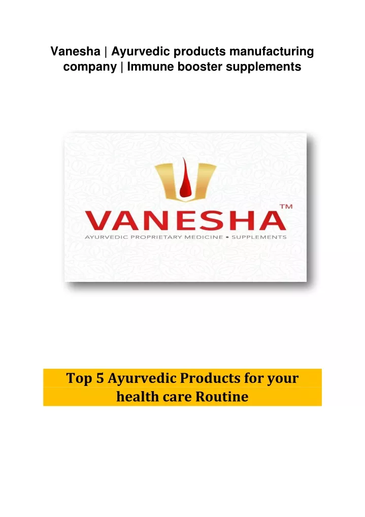 vanesha ayurvedic products manufacturing company