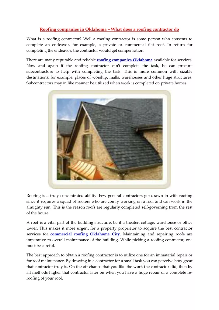 roofing companies in oklahoma what does a roofing