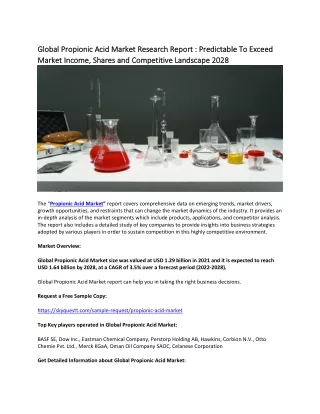 global propionic acid market research report