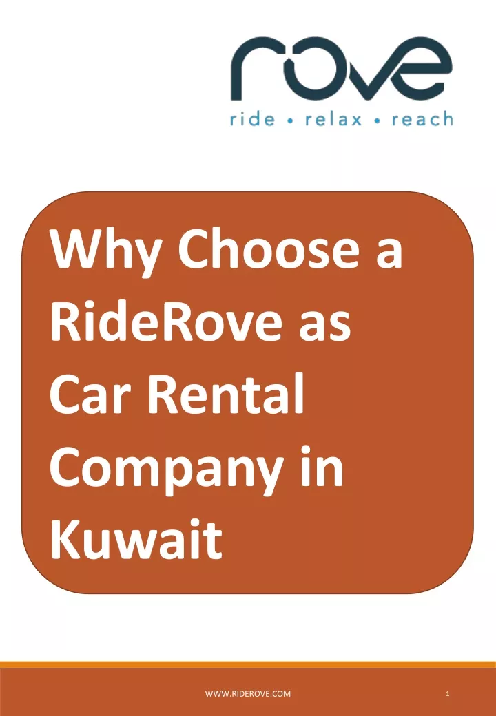 why choose a riderove as car rental company