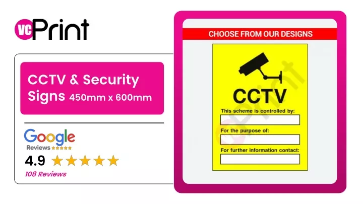 cctv security signs 450mm x 600mm