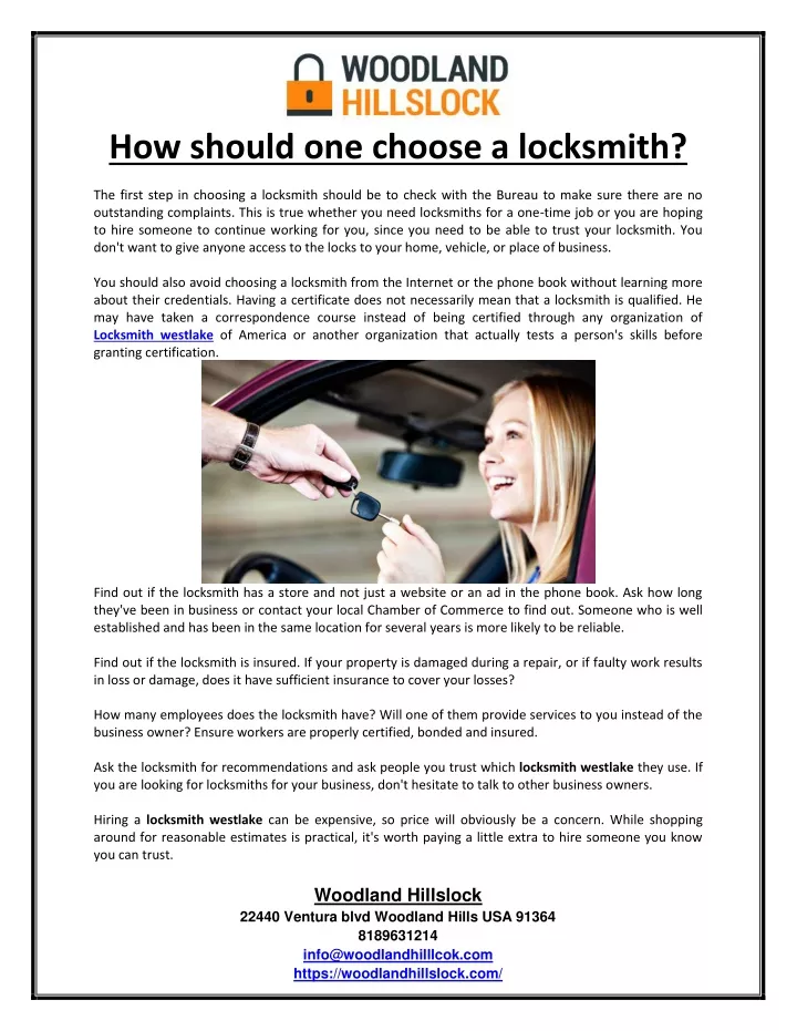 how should one choose a locksmith