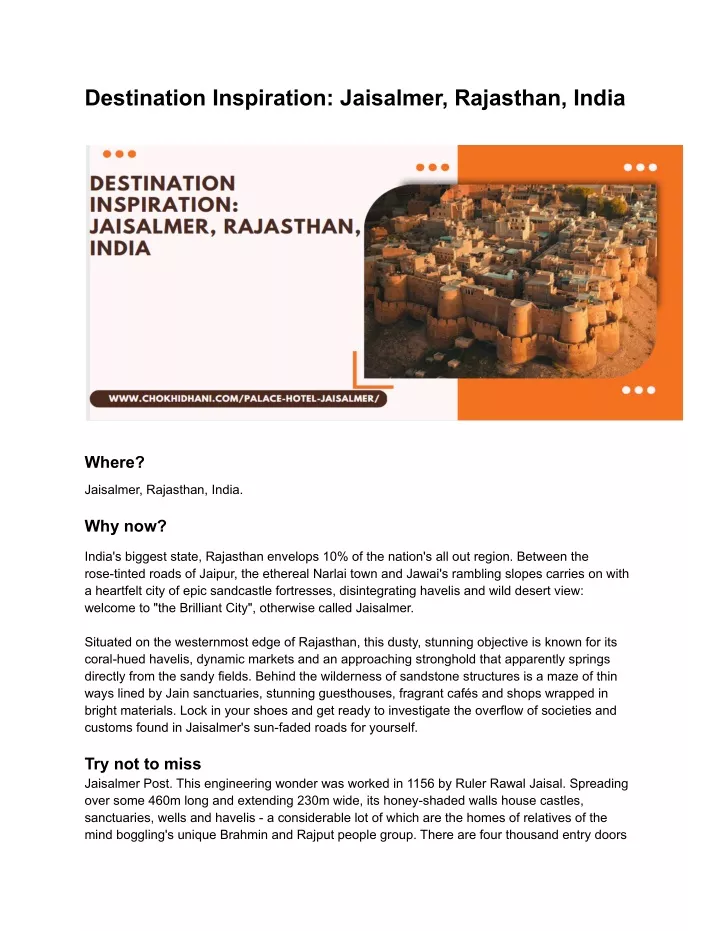 destination inspiration jaisalmer rajasthan india