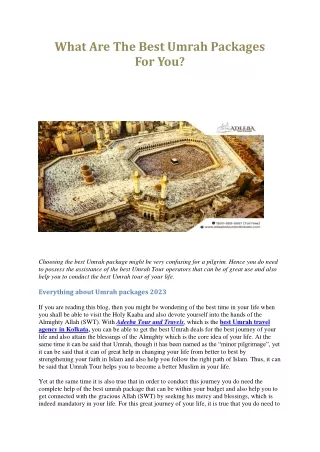 What Are The Best Umrah Packages For You