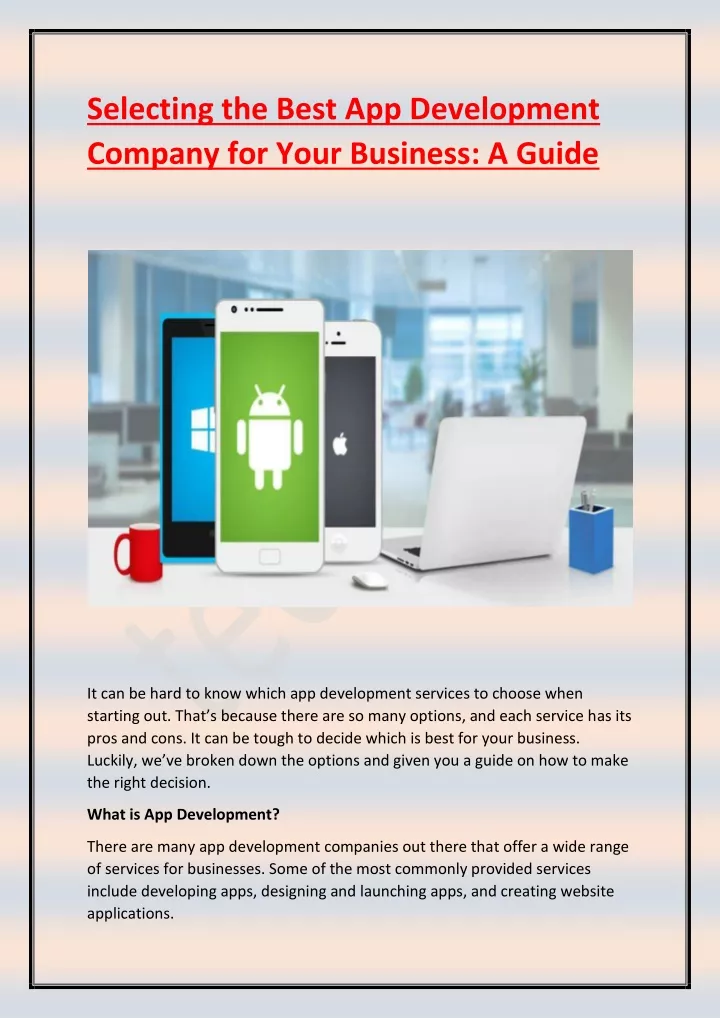 selecting the best app development company