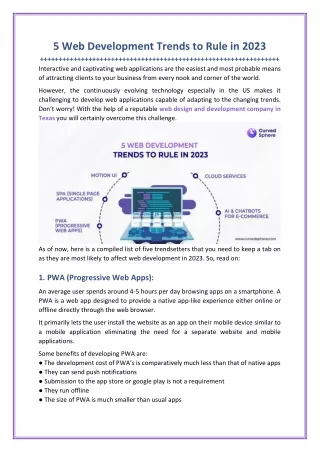 5 Web Development Trends to Rule in 2023
