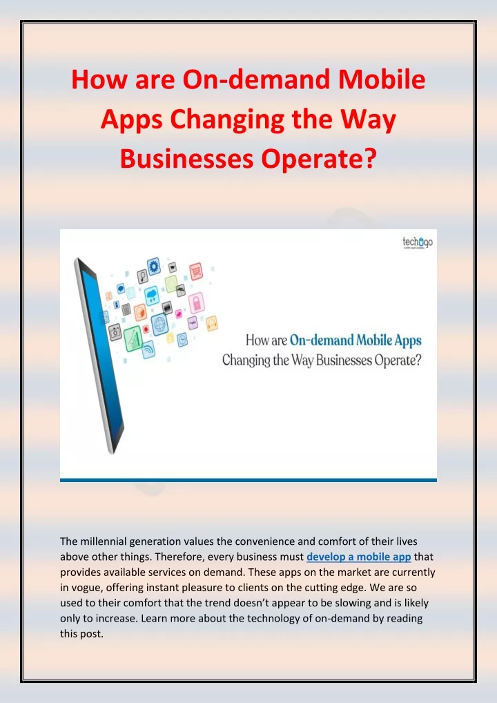 how are on demand mobile apps changing