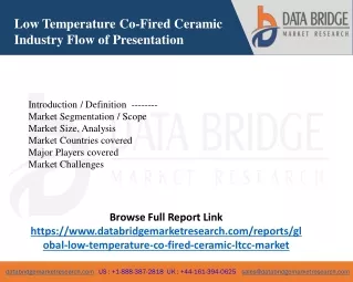 Low Temperature Co-Fired Ceramic Industry