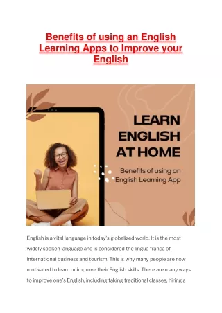 Benefits of using an english learning app to improve your english