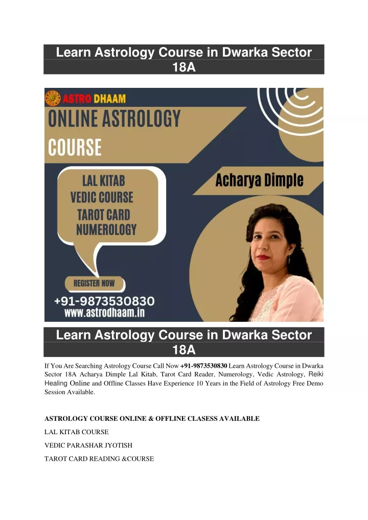 learn astrology course in dwarka sector 18a