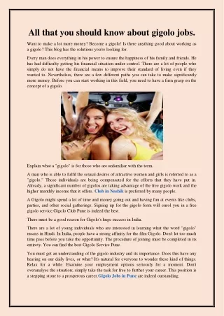 All that you should know about gigolo jobs