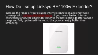 how do i setup linksys re4100w extender