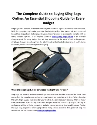The Complete Guide to Buying Sling Bags Online