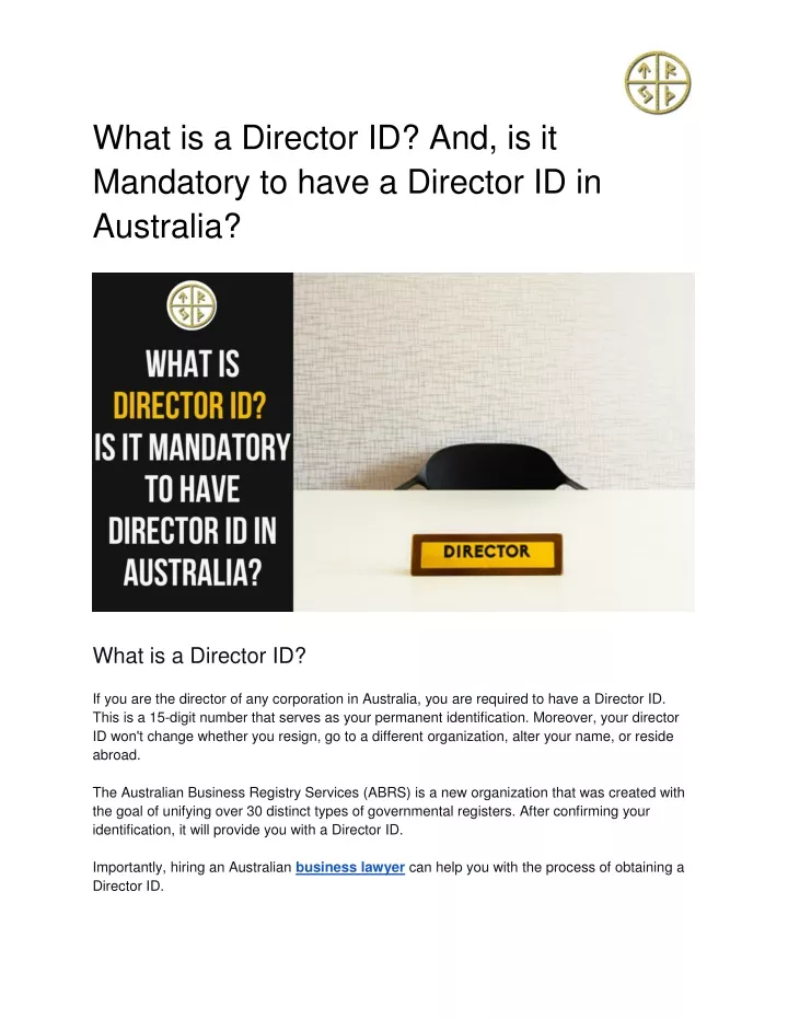 what is a director id and is it mandatory to have