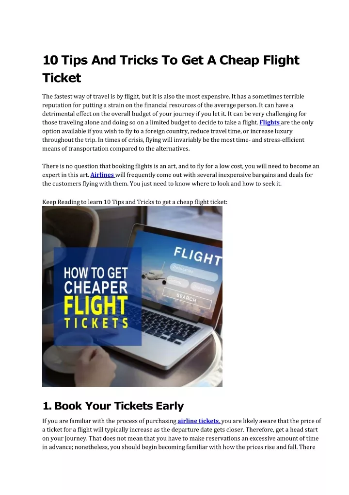 10 tips and tricks to get a cheap flight ticket