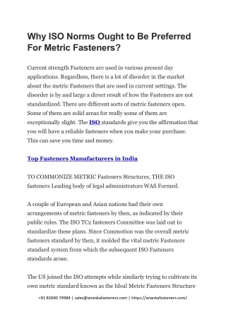 why iso norms ought to be preferred for metric