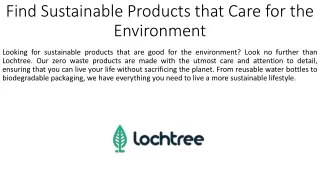 Find Sustainable Products that Care for the Environment