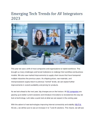 Emerging Tech Trends for AV Integrators 2023