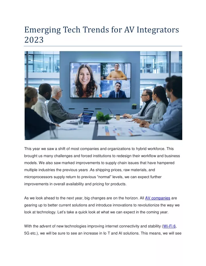 emerging tech trends for av integrators 2023