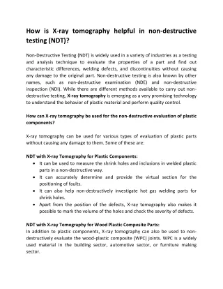 X ray tomography helpful in non-destructive testing