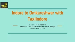 Indore to Omkareshwar with Taxiindore